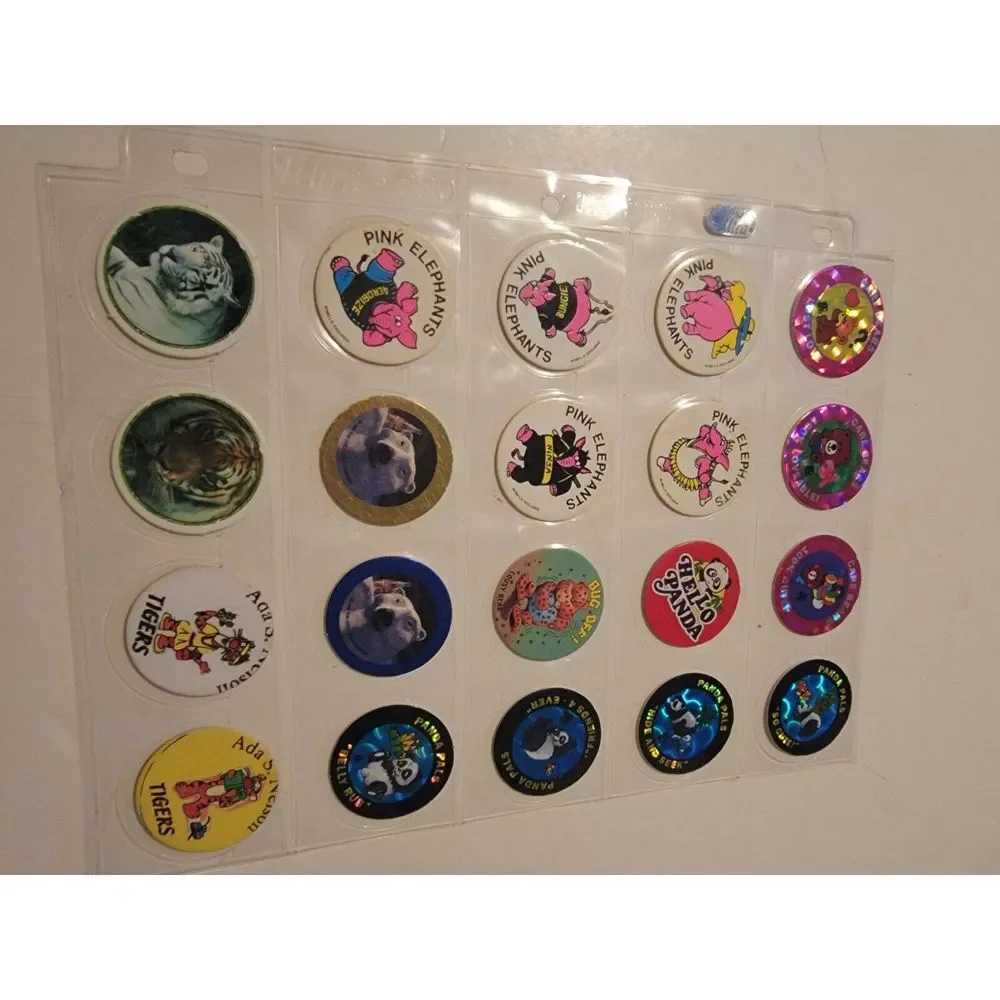 Lot Of 20 Vintage POGs Misc. Pink Elephants Panda Pals Care Bears Coca Cola Coke